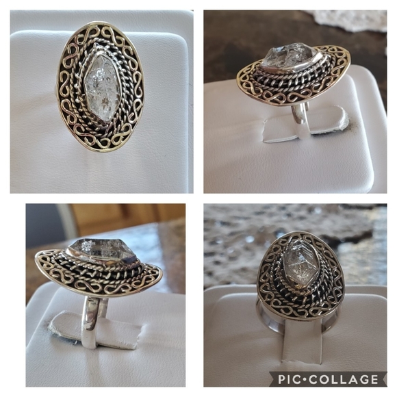 Genuine 5ct Herkimer Diamond Ring 6.5 - Picture 3 of 7